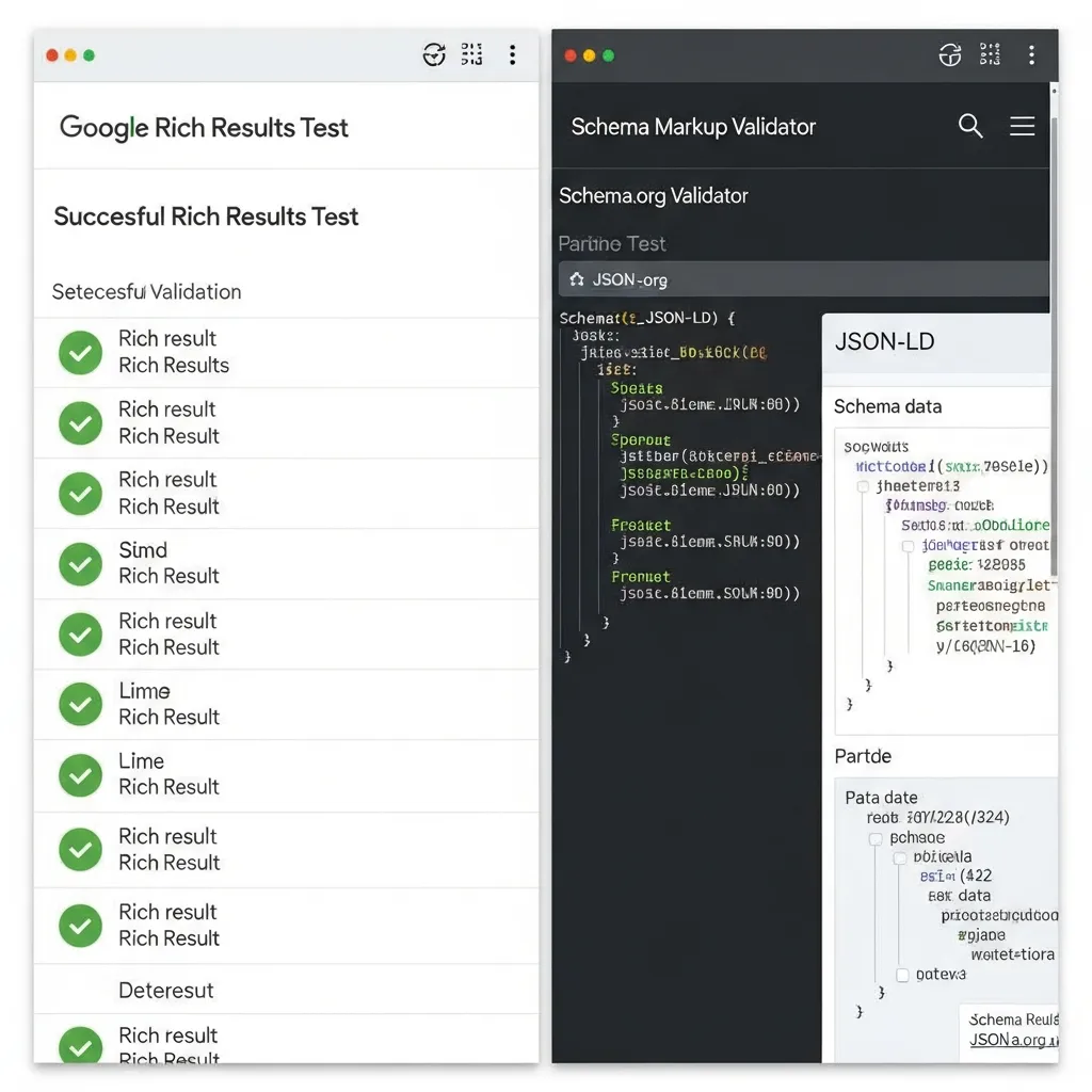 Comparison of Google Rich Results Test and Schema Markup Validator for troubleshooting website structured data SEO.