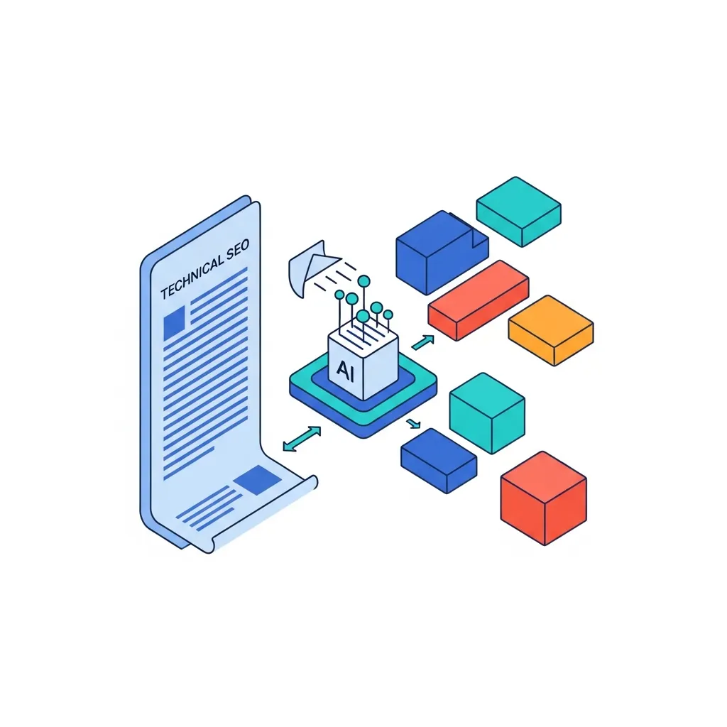 Diagram illustrating semantic chunking of technical content into small fraggles for AI RAG retrieval systems.