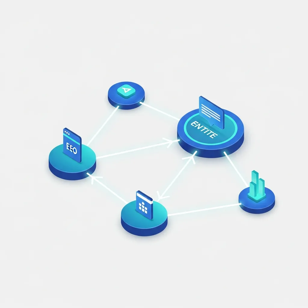 Diagram showing interconnected entities through internal linking for a holistic semantic SEO strategy.