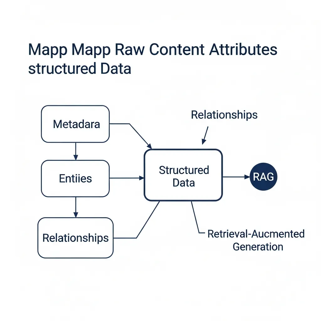 Flowchart illustrating structured data mapping for AI systems in RAG and SEO strategy.