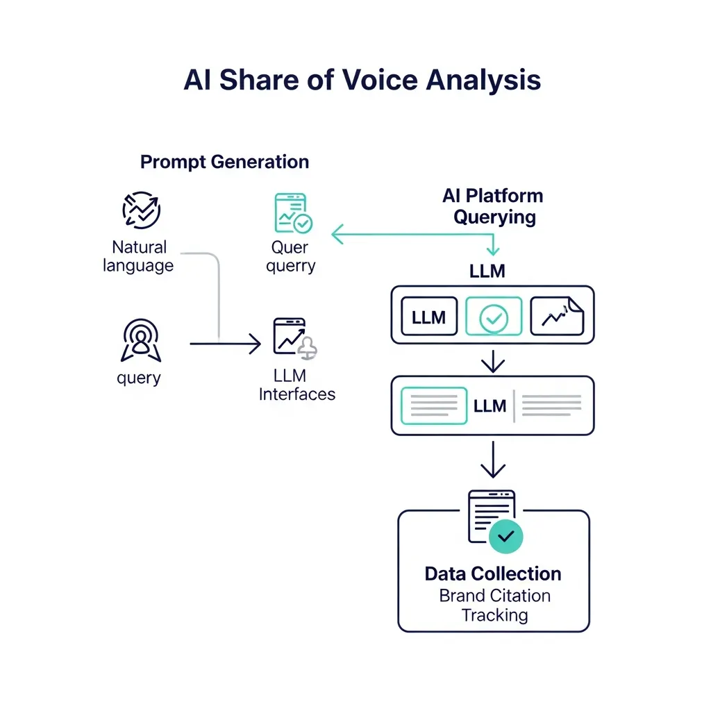 Flowchart illustrating the process of prompt generation and data collection for AI brand citation analysis.