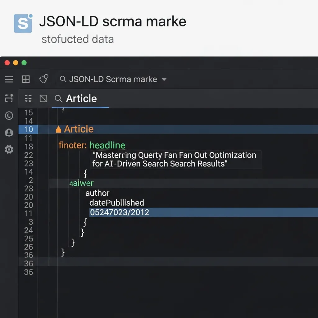 JSON-LD schema markup code snippet for an article on query fan out optimization for AI search.