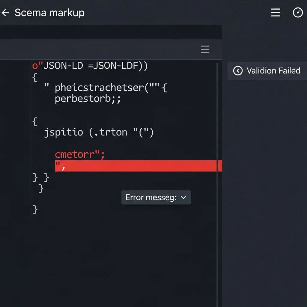 Screenshot of a schema validation tool highlighting a syntax error for enhanced search visibility.