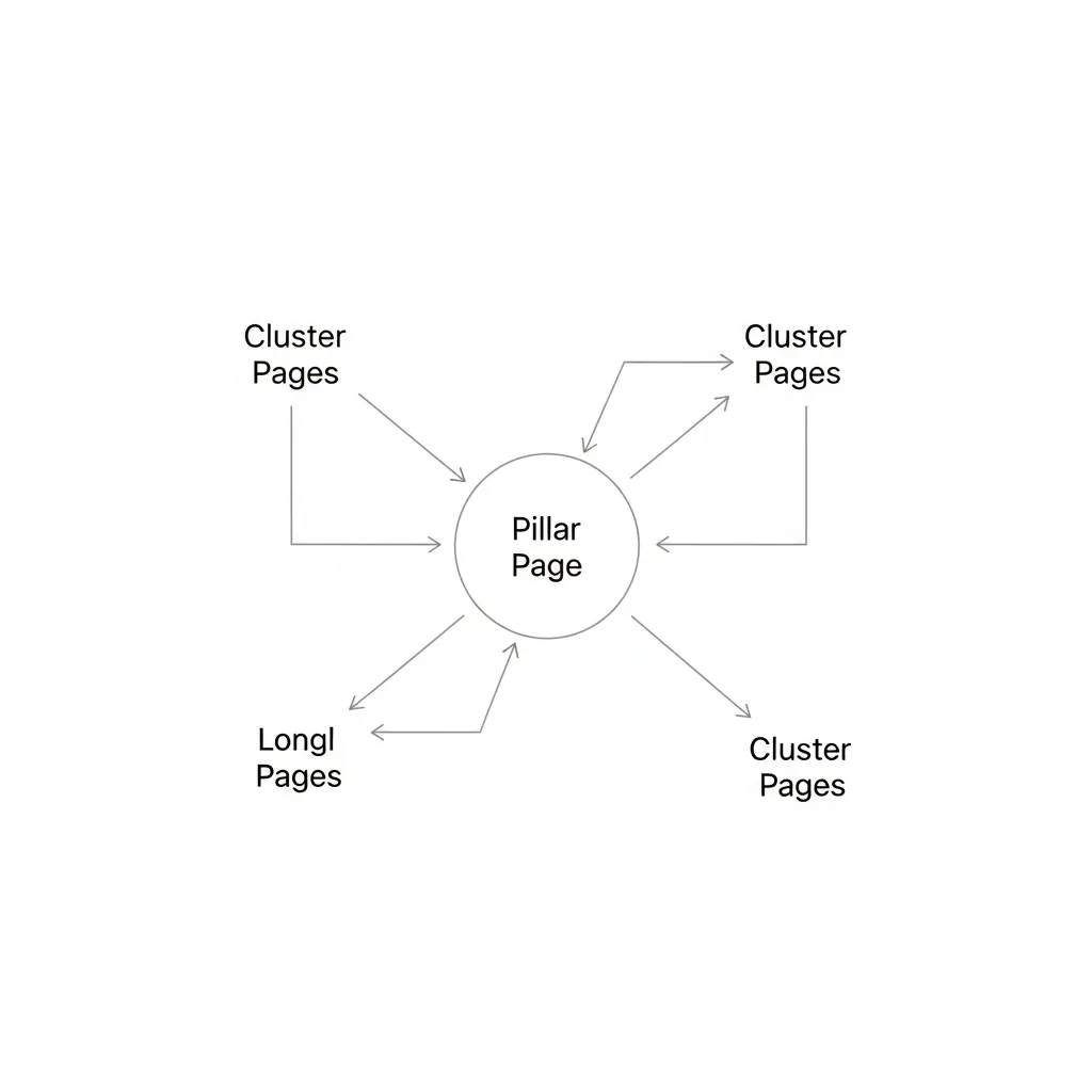 Strategic flowchart illustrating intent differentiation between pillar and cluster pages to prevent keyword cannibalization.