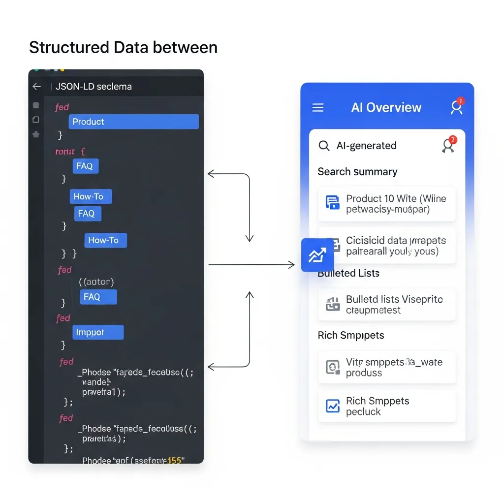 Technical diagram showing structured data schema mapping to specific AI Overview components for SEO strategy.